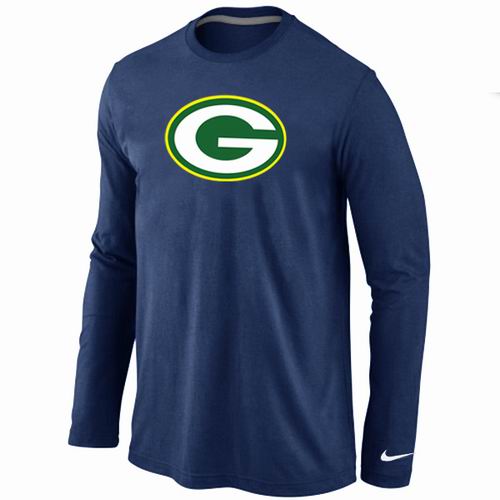 Nike Green Bay Packers Team Logo Long Sleeve NFL T-Shirt - Navy Blue